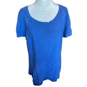 Talbots blue knit top with shoulder detail XLP